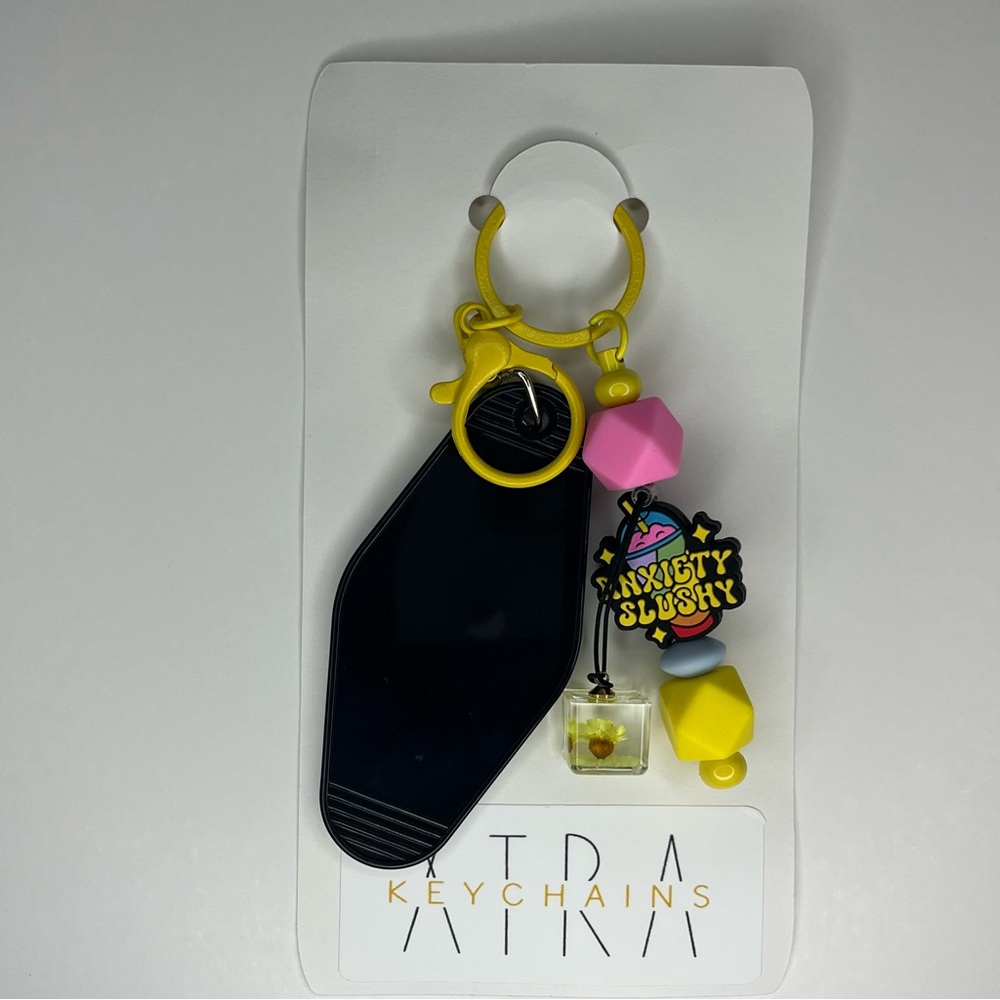 Yellow and Black Keychain with Beads